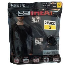 32 Degrees HEAT Black Thermal Shirt, 2 Pack, Men’s Small